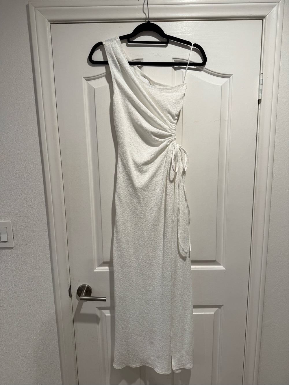 Hello Molly White One Shoulder Ruched Maxi Dress Size S US 4